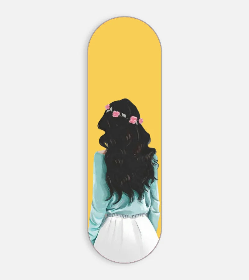 Mobile phone grip slider with a colorful design on a white background