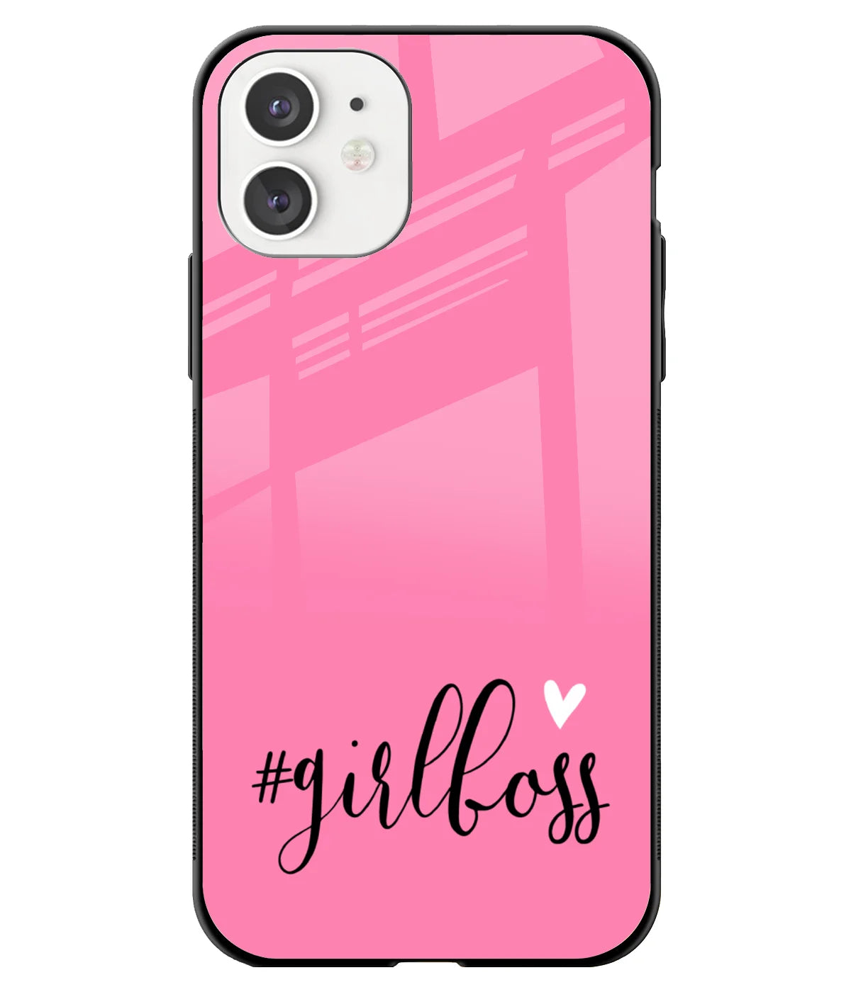 A front-on view of a glass phone case with a colorful design.