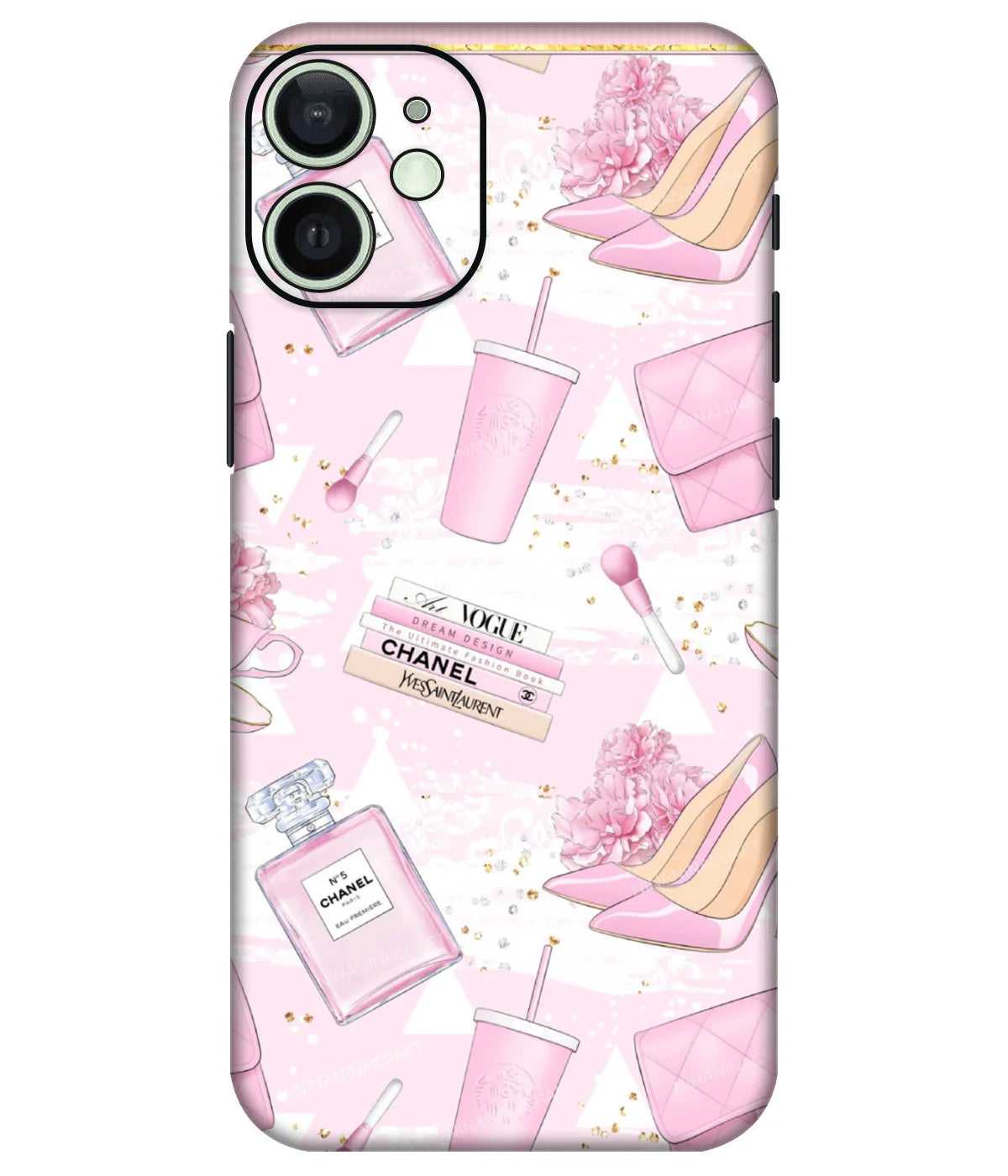 Image of a phone case featuring a mobile skin with a graphic design.