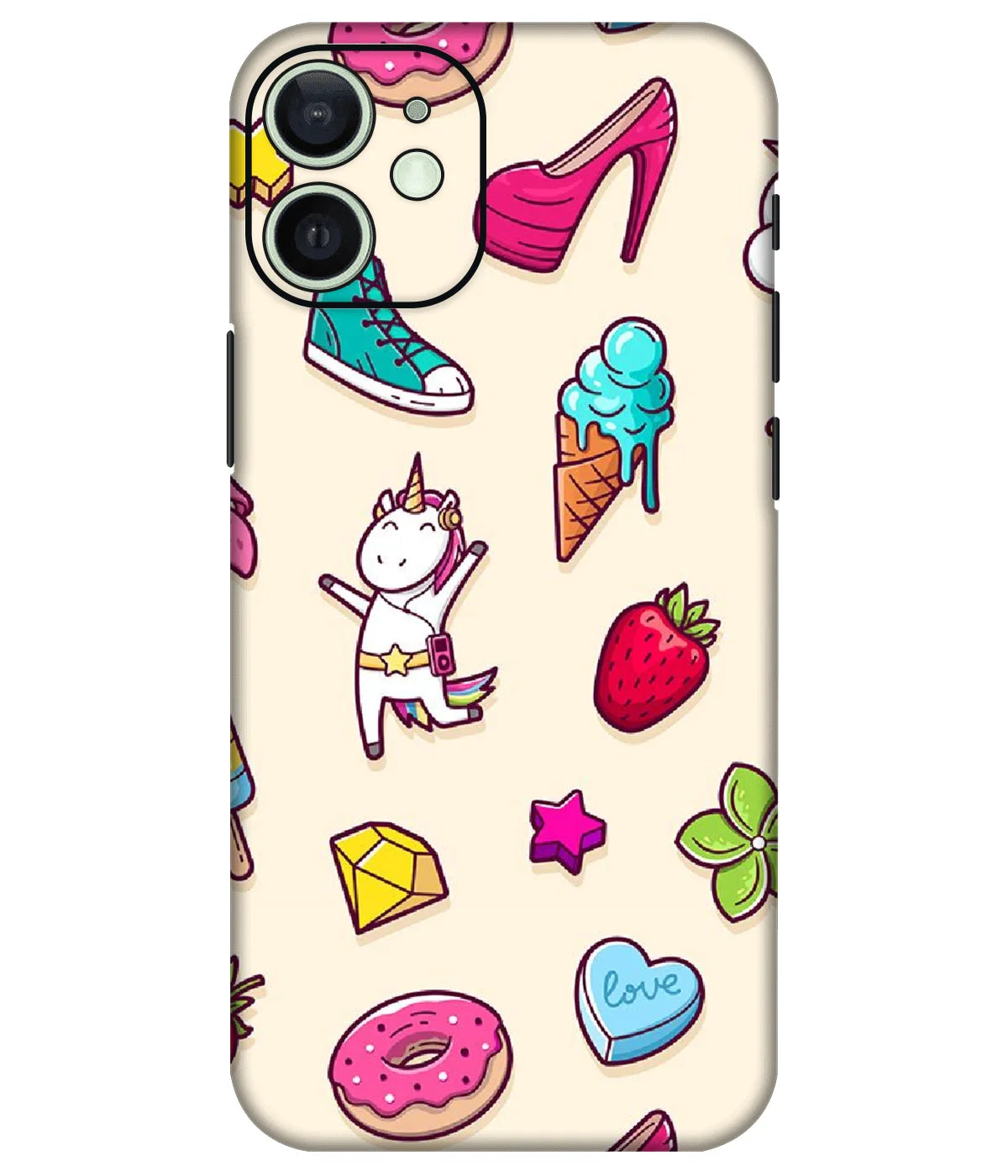 Image of a phone case featuring a mobile skin with a graphic design.