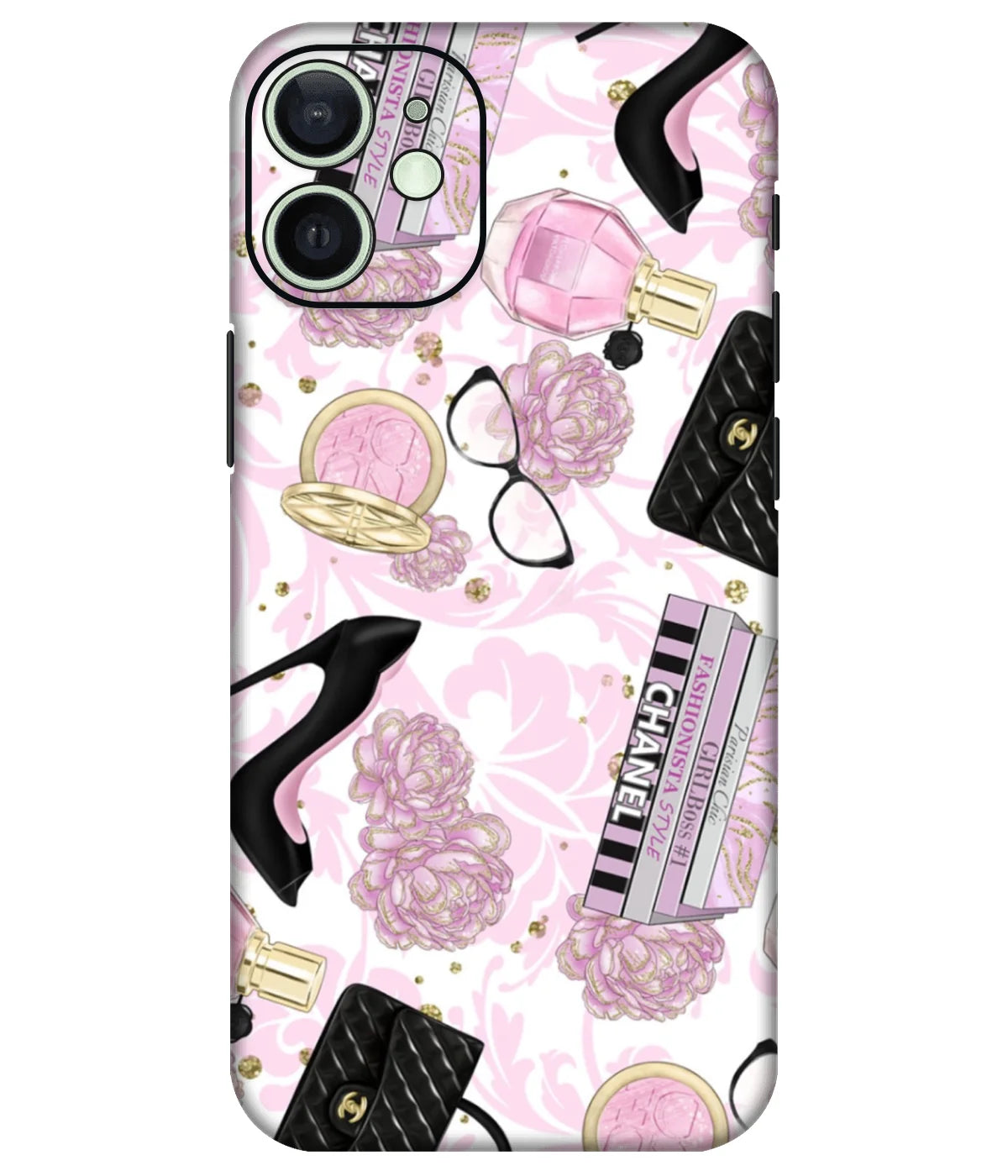 Image of a phone case featuring a mobile skin with a graphic design.