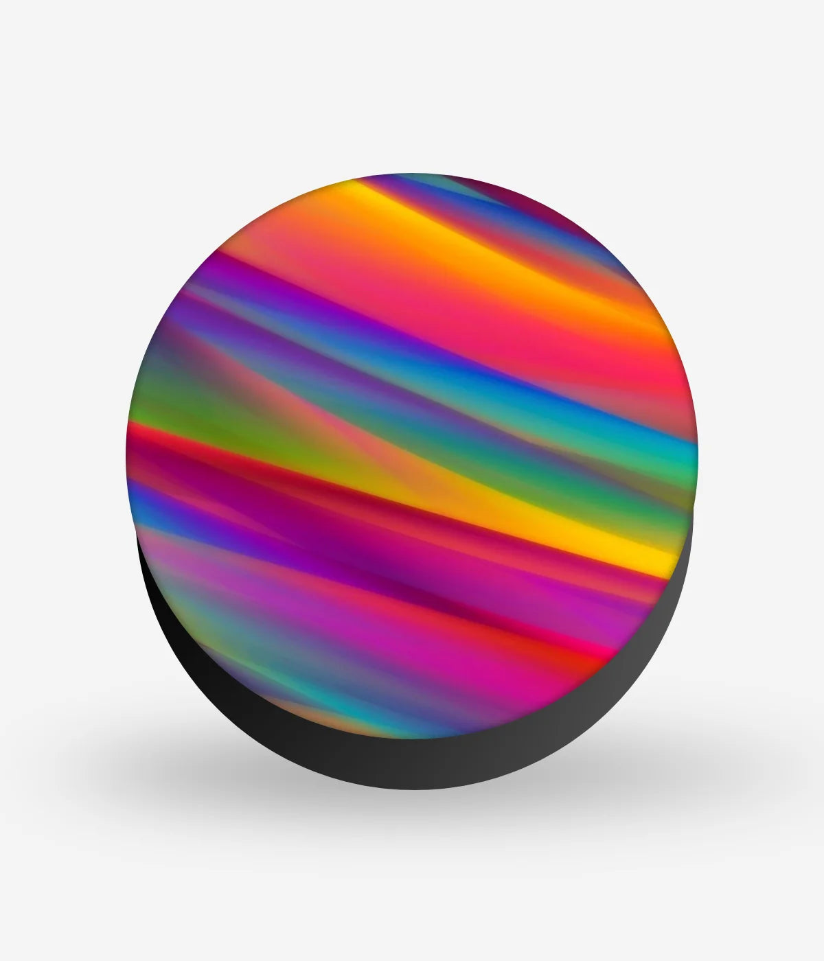 Mobile phone grip with a colorful design on a white background