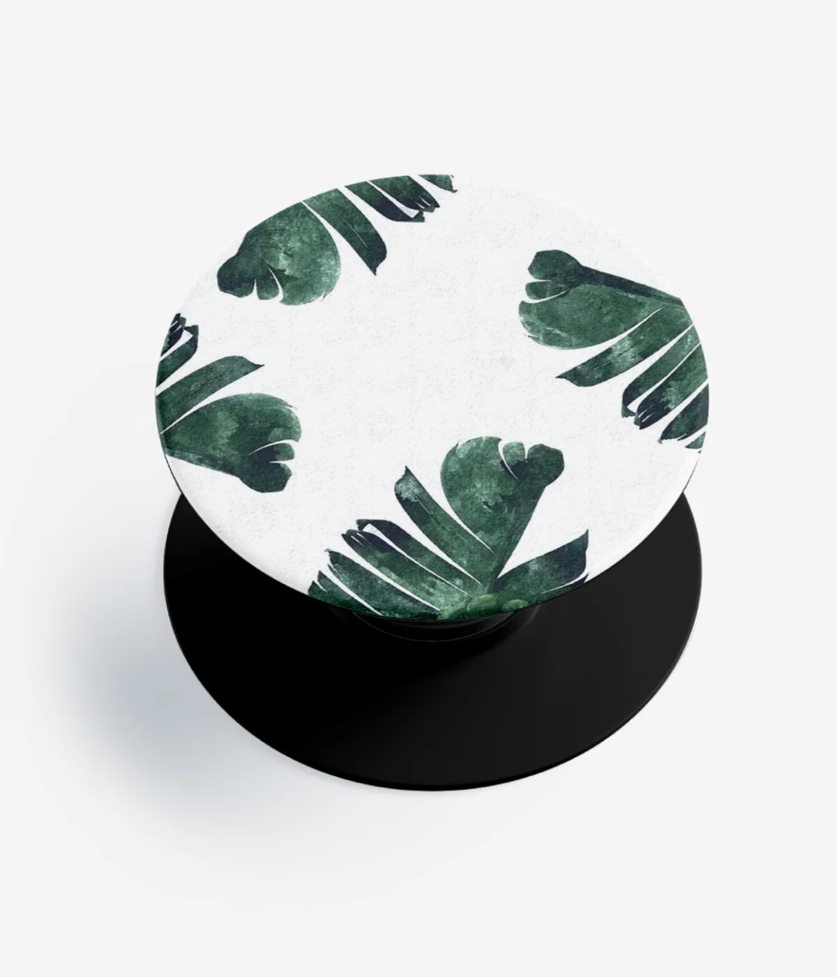 A top-down view of a phone grip holder on a clean white background