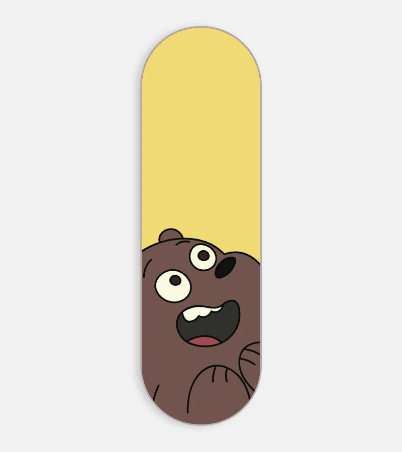 Mobile phone grip slider with a colorful design on a white background