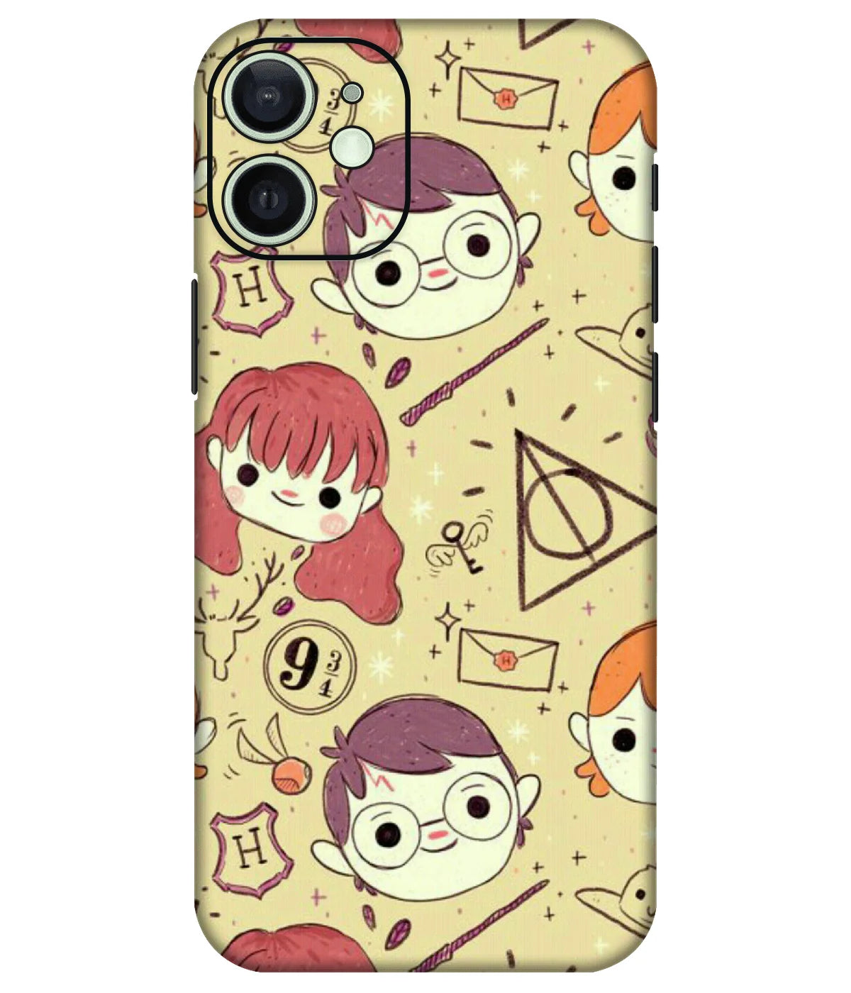 Image of a phone case featuring a mobile skin with a graphic design.