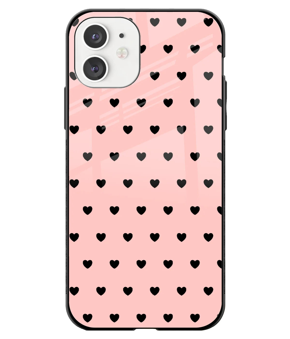 A front-on view of a glass phone case with a colorful design.