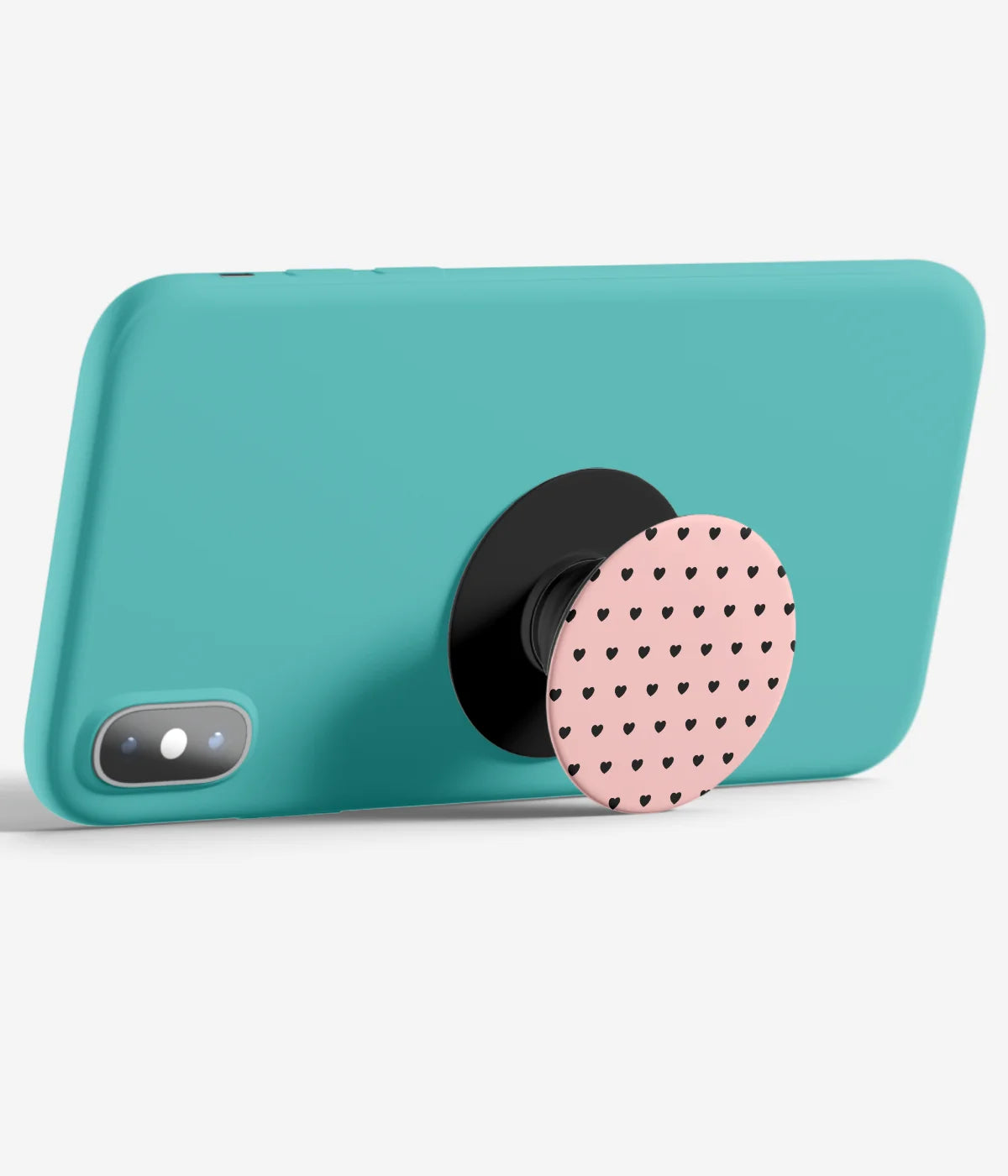 An image demonstrating how to use the phone grip as a stand to hold a mobile phone in landscape mode for hands-free viewing