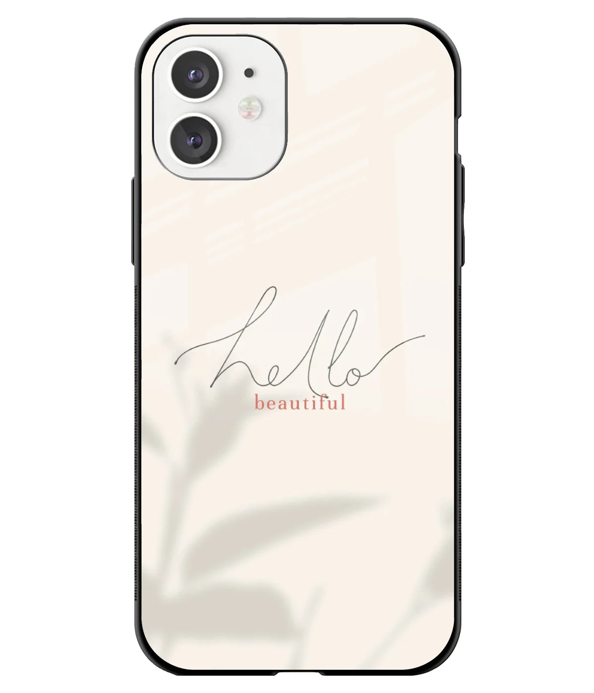 A front-on view of a glass phone case with a colorful design.