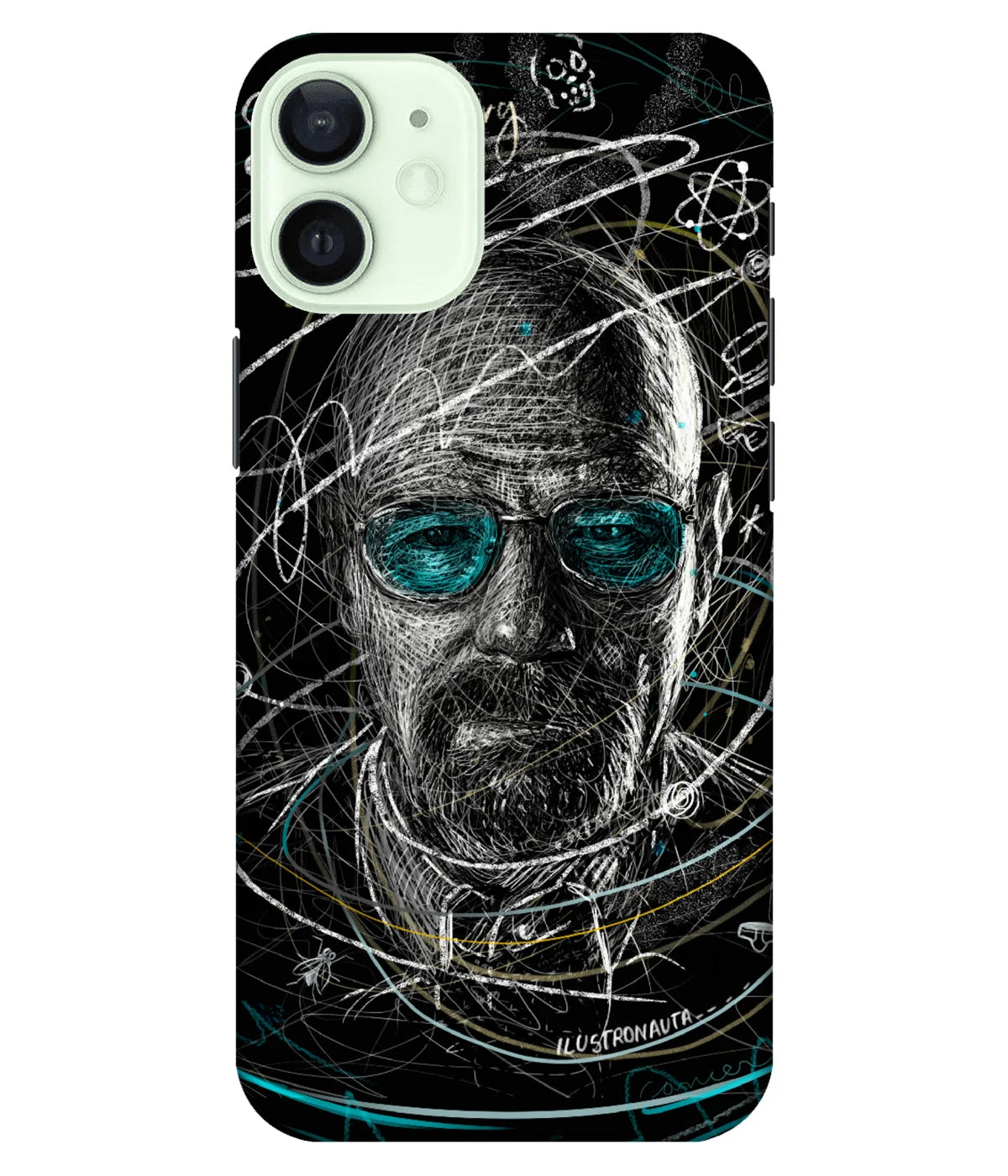 A product shot of a slim hard case with a colorful design.