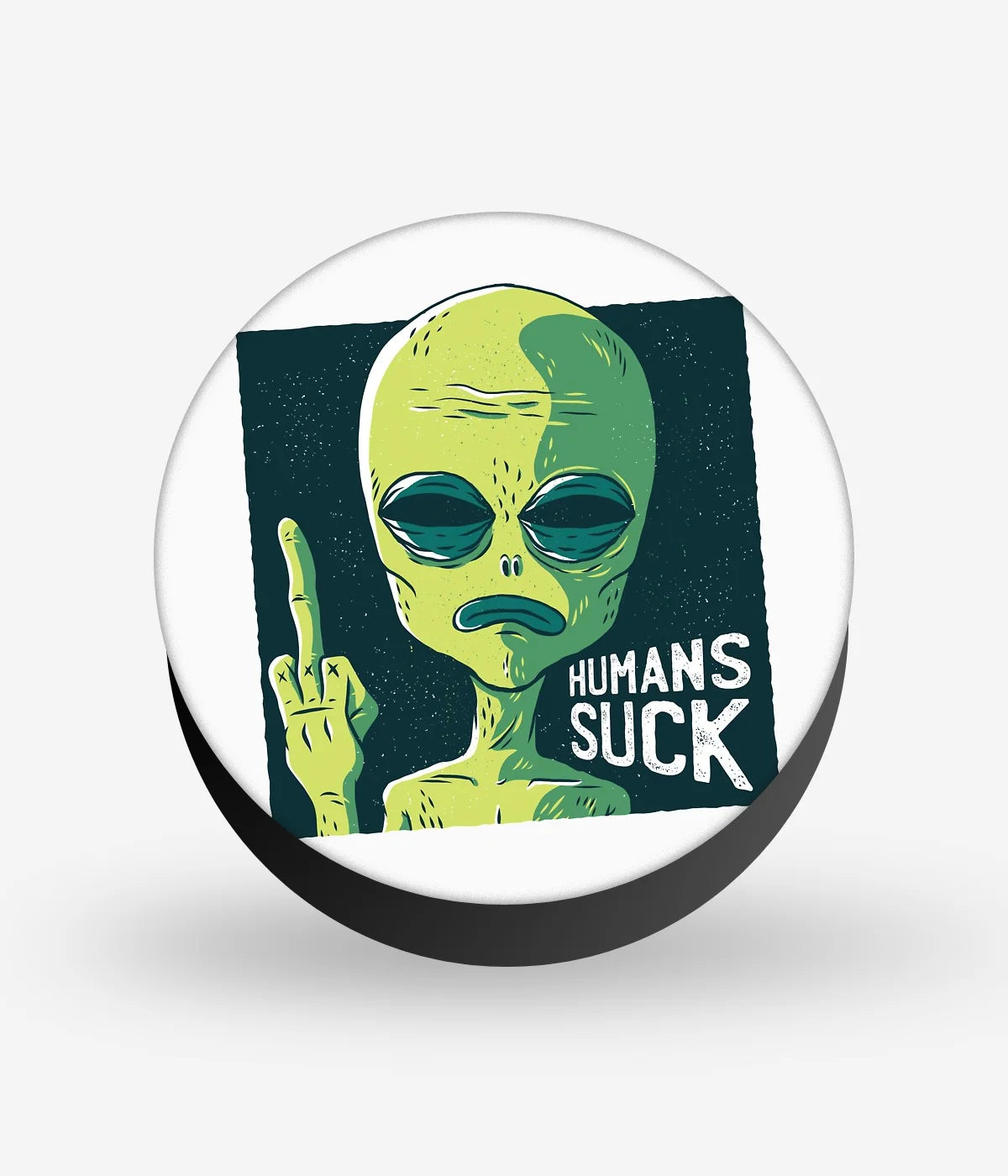 Mobile phone grip with a colorful design on a white background