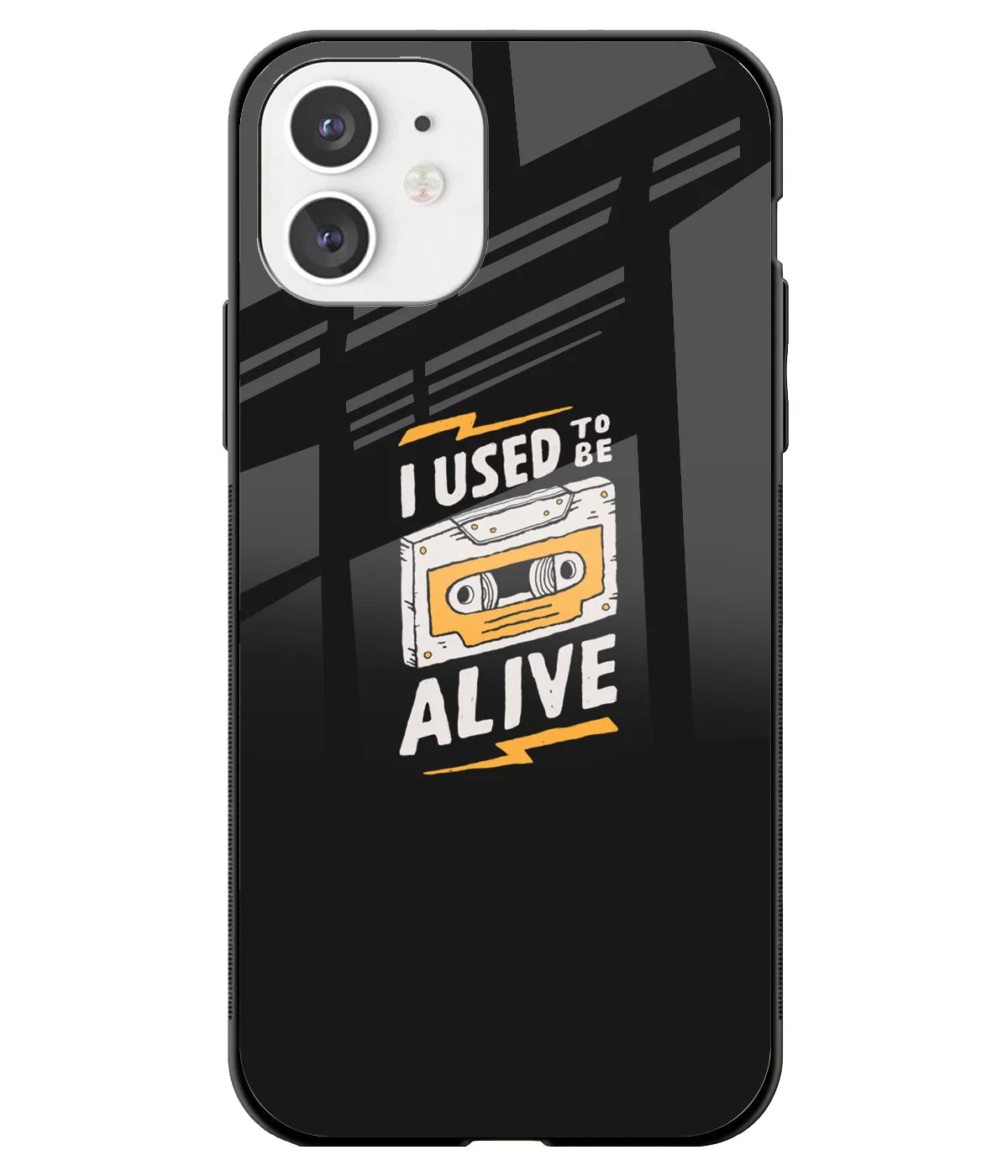 A front-on view of a glass phone case with a colorful design.