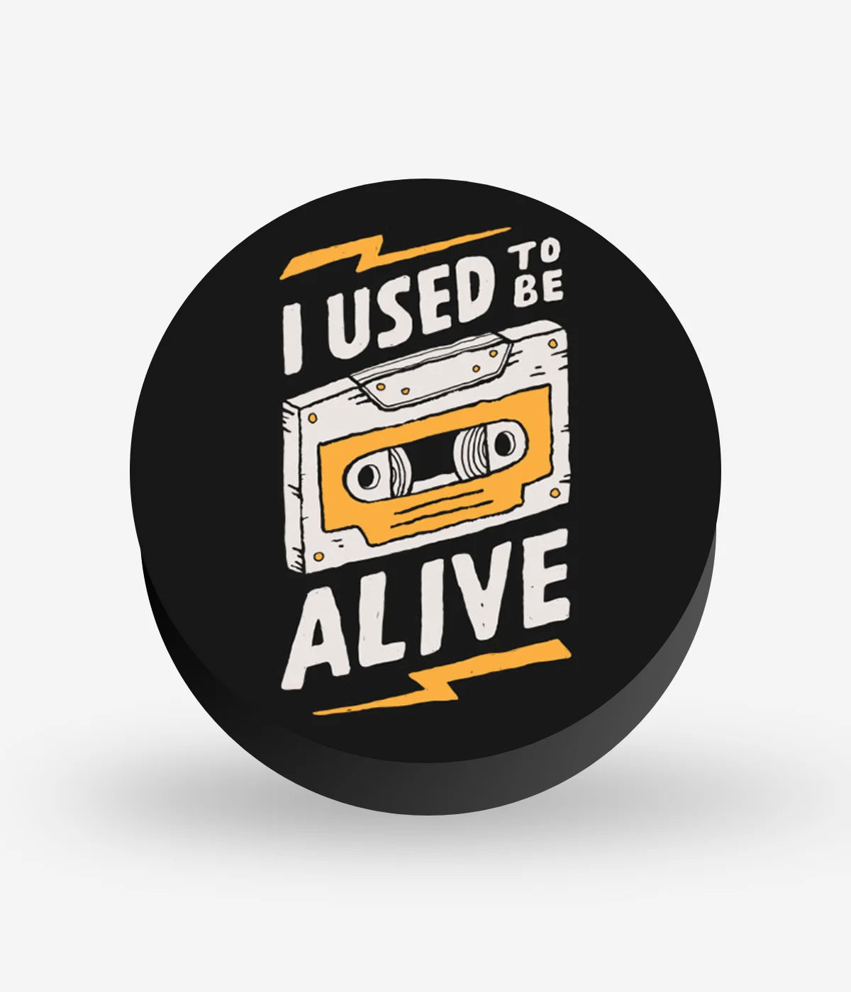 Mobile phone grip with a colorful design on a white background