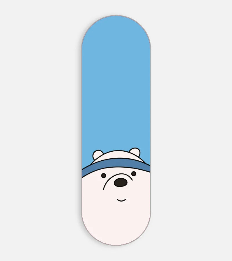 Mobile phone grip slider with a colorful design on a white background