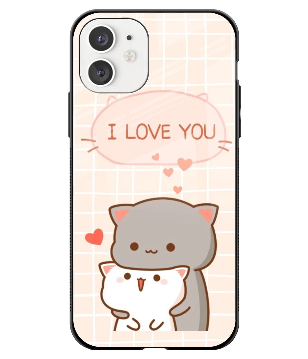 A front-on view of a glass phone case with a colorful design.