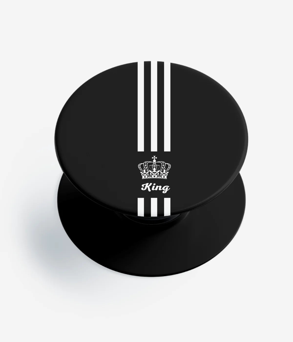 A top-down view of a phone grip holder on a clean white background