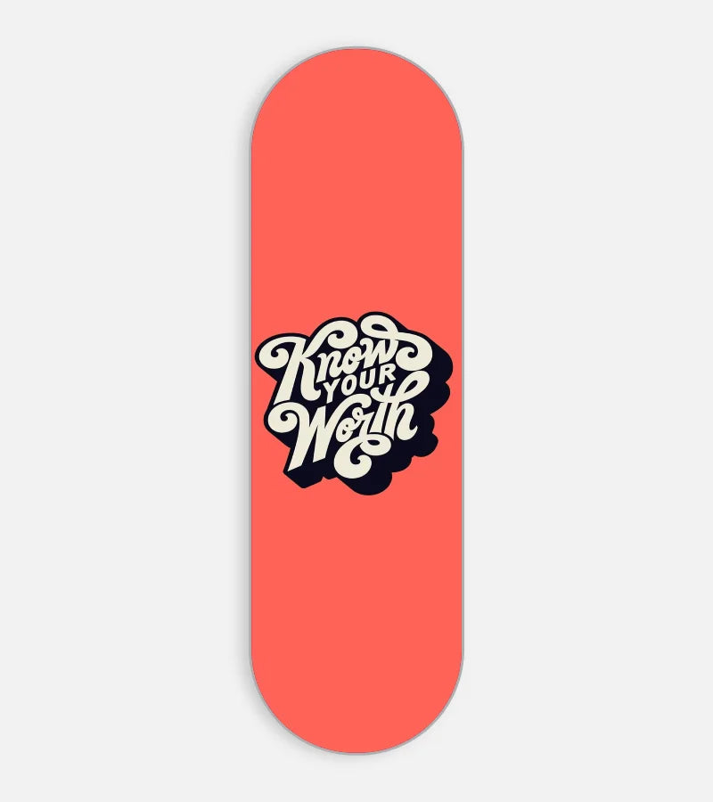 Mobile phone grip slider with a colorful design on a white background