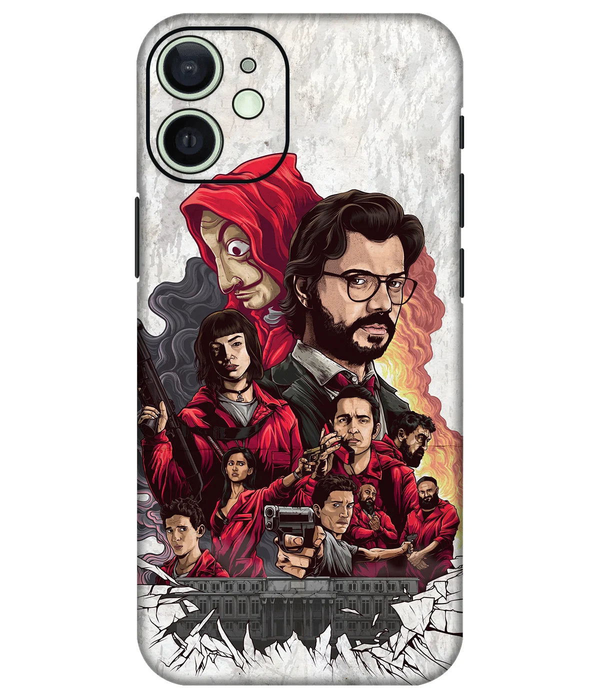 Image of a phone case featuring a mobile skin with a graphic design.