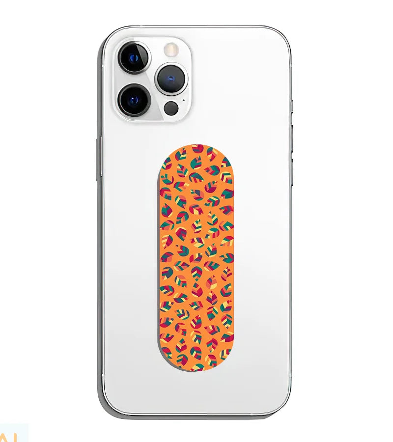A phone grip slider applied to the back of a smartphone.