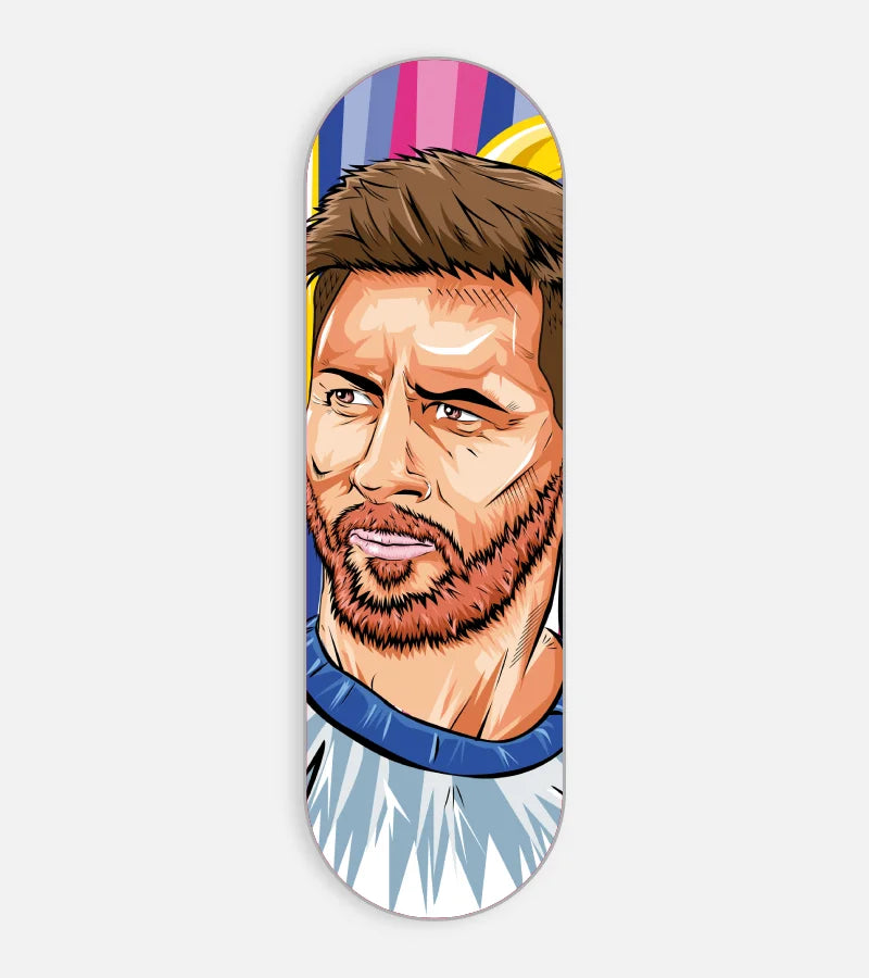 Mobile phone grip slider with a colorful design on a white background
