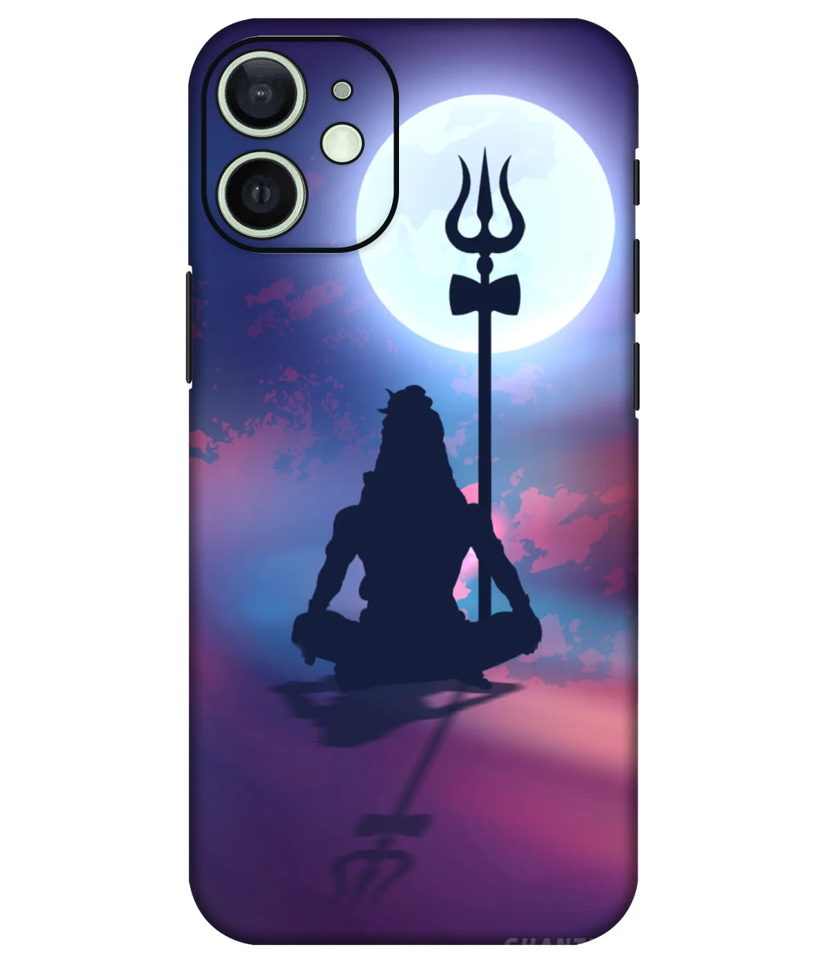 Image of a phone case featuring a mobile skin with a graphic design.