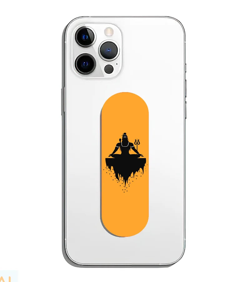 A phone grip slider applied to the back of a smartphone.