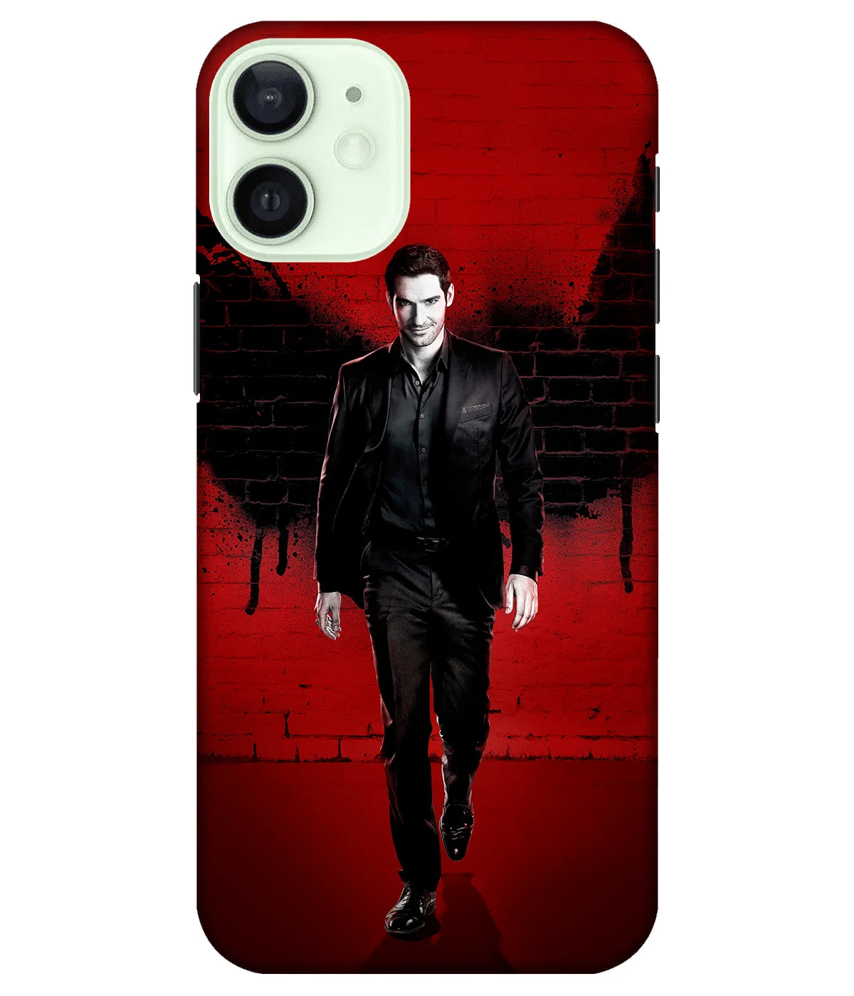 A product shot of a slim hard case with a colorful design.