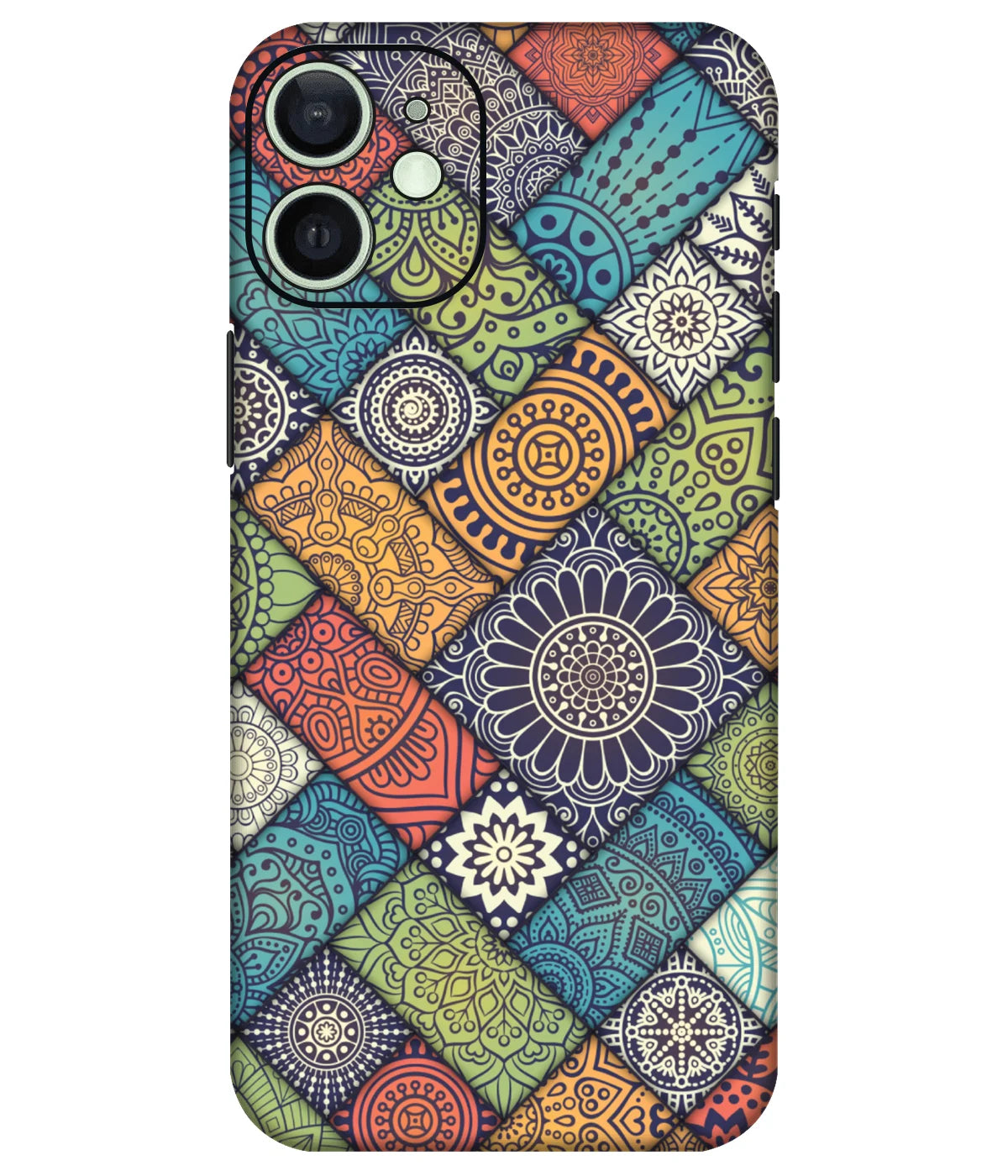 Image of a phone case featuring a mobile skin with a graphic design.