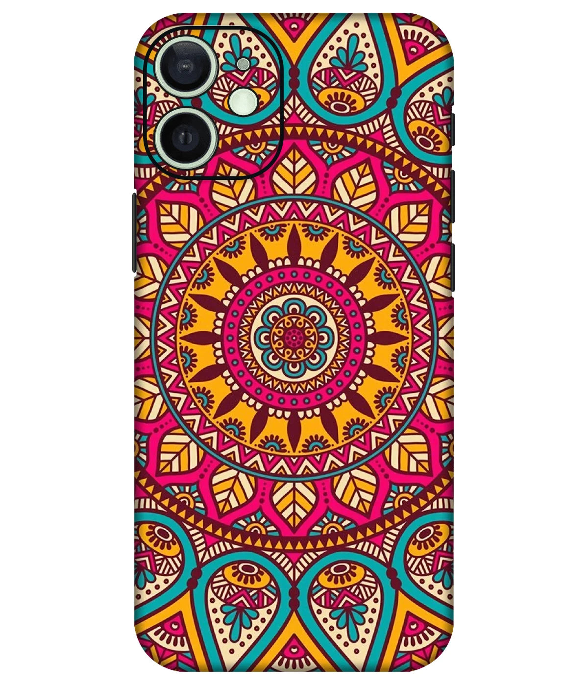Image of a phone case featuring a mobile skin with a graphic design.
