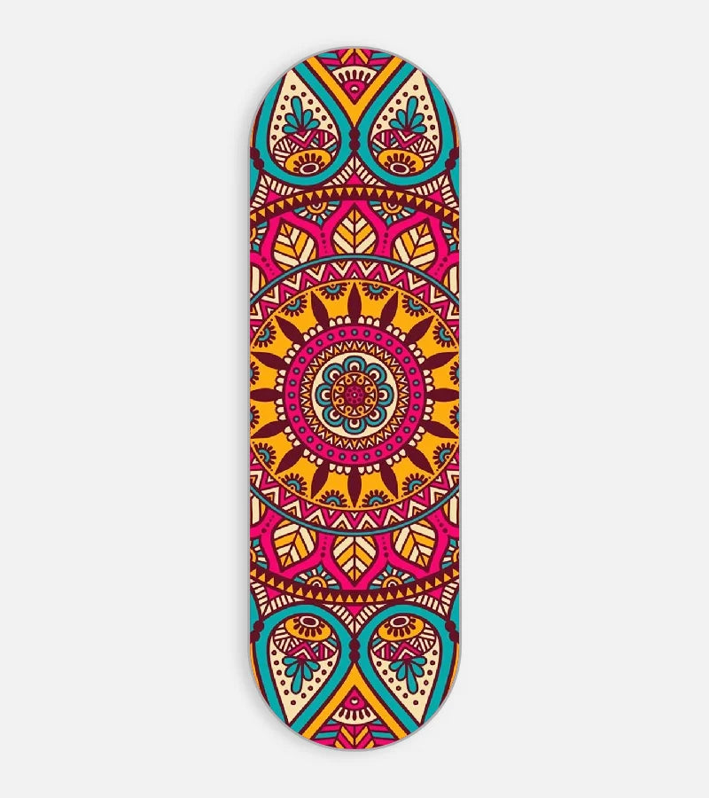 Mobile phone grip slider with a colorful design on a white background