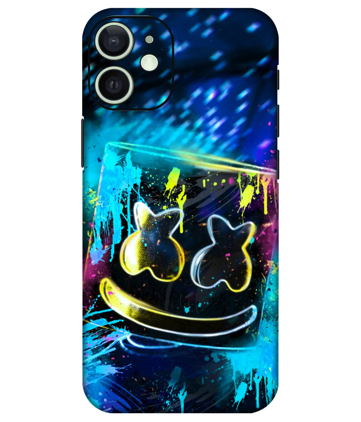 Image of a phone case featuring a mobile skin with a graphic design.