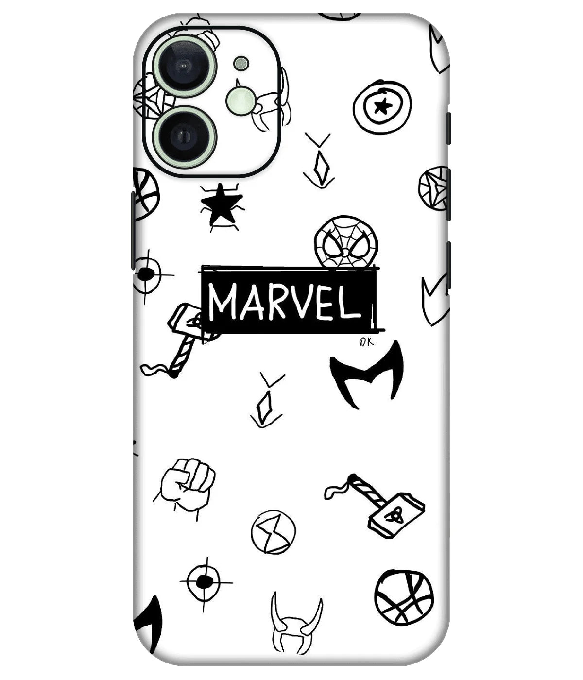 Image of a phone case featuring a mobile skin with a graphic design.