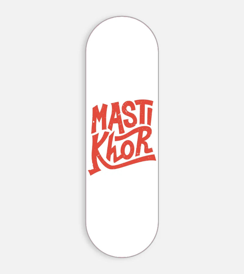 Mobile phone grip slider with a colorful design on a white background