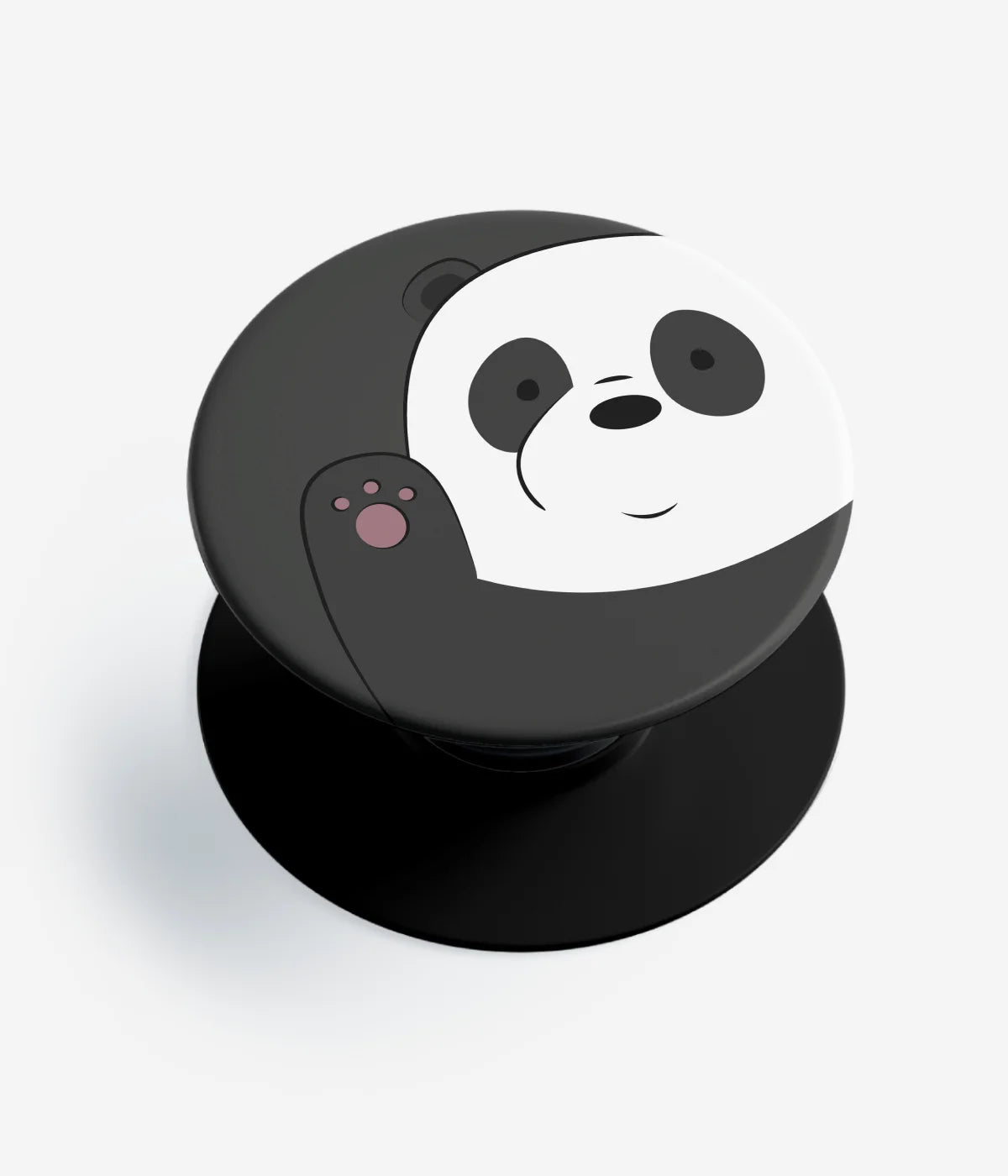 A top-down view of a phone grip holder on a clean white background