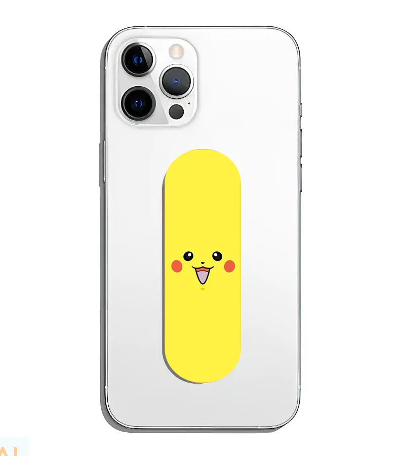 A phone grip slider applied to the back of a smartphone.