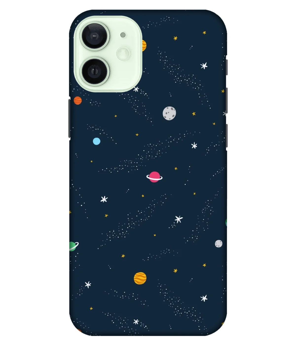 A product shot of a slim hard case with a colorful design.
