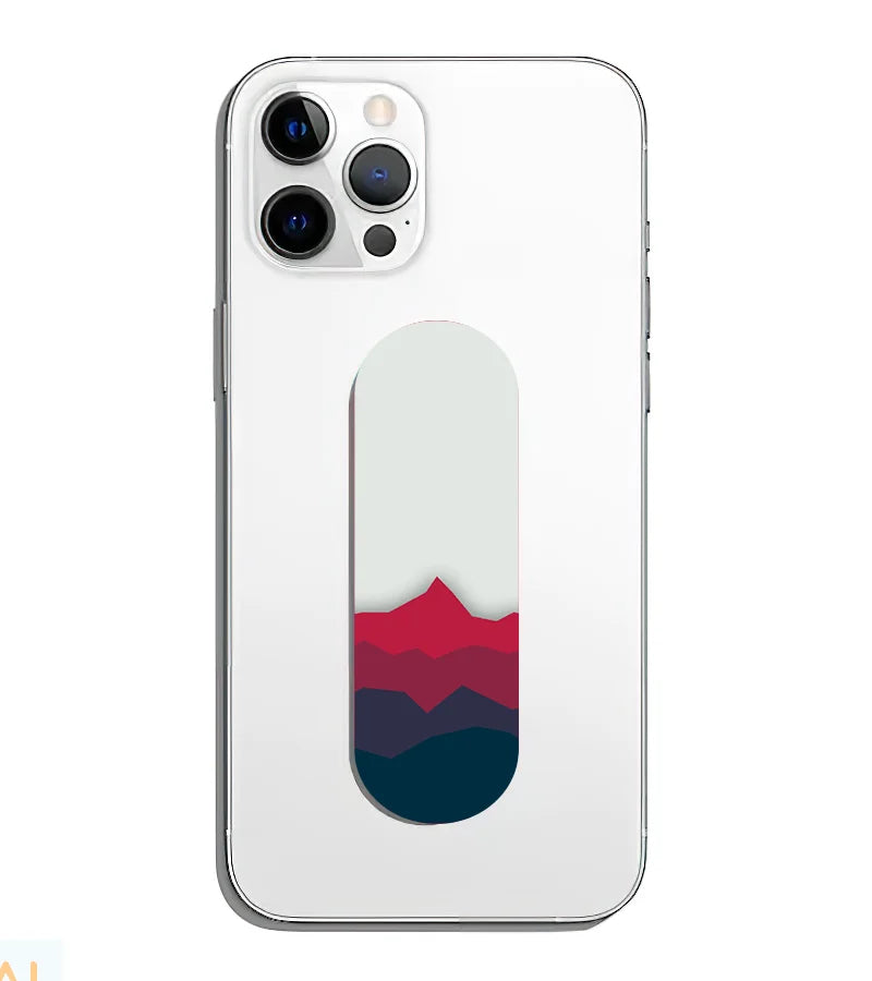 A phone grip slider applied to the back of a smartphone.