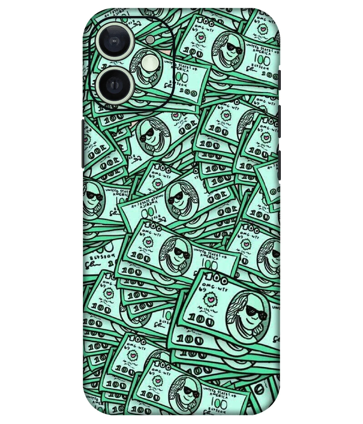 Image of a phone case featuring a mobile skin with a graphic design.