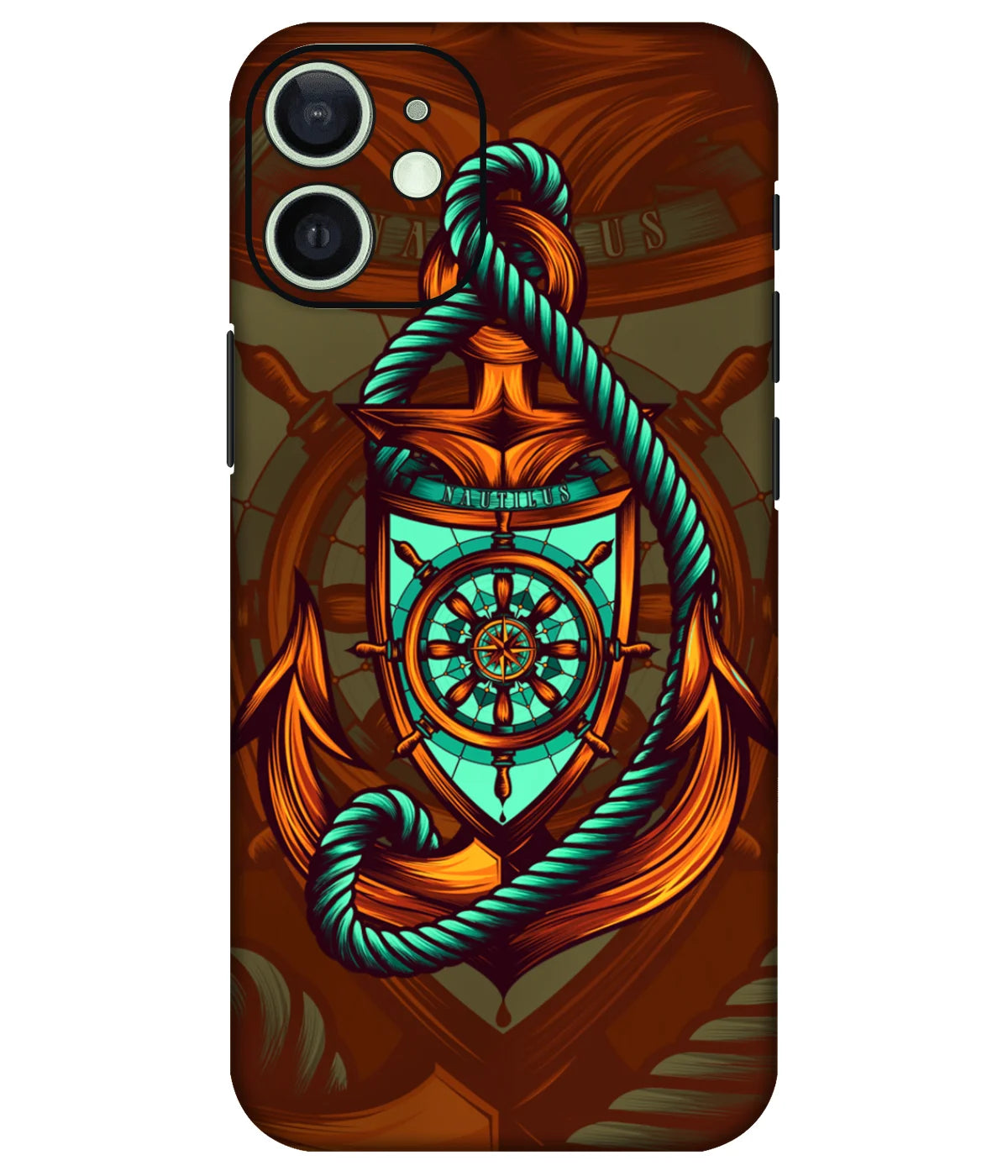 Image of a phone case featuring a mobile skin with a graphic design.