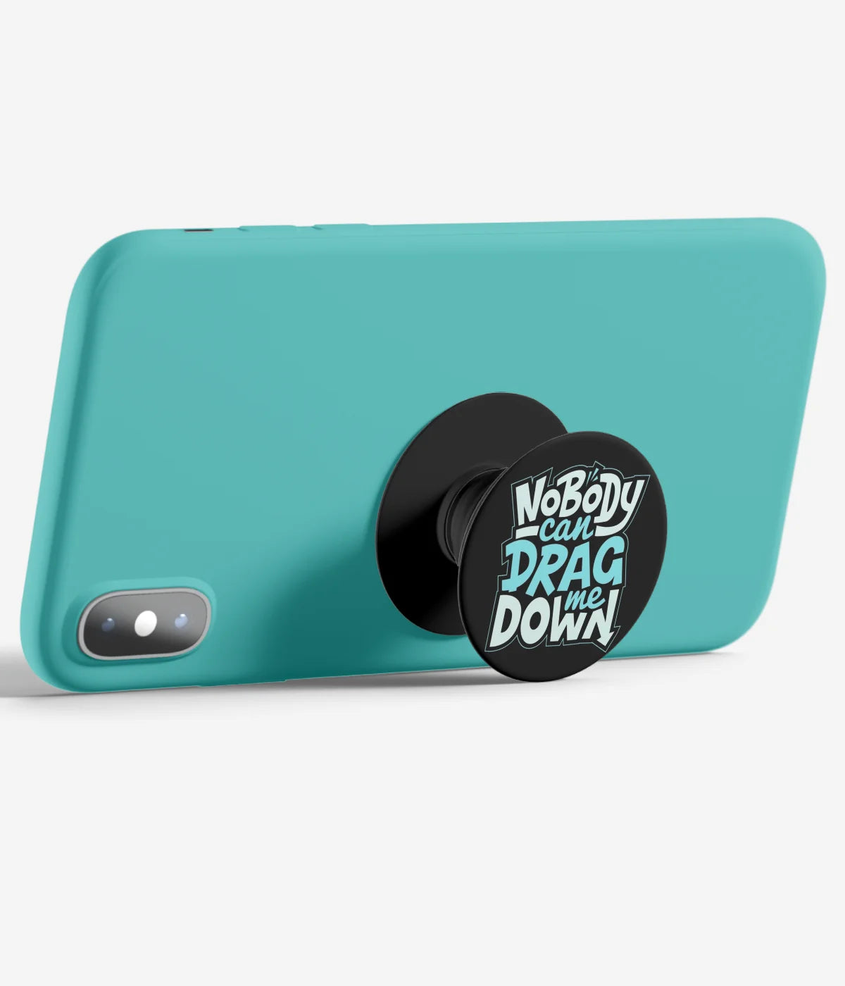 An image demonstrating how to use the phone grip as a stand to hold a mobile phone in landscape mode for hands-free viewing