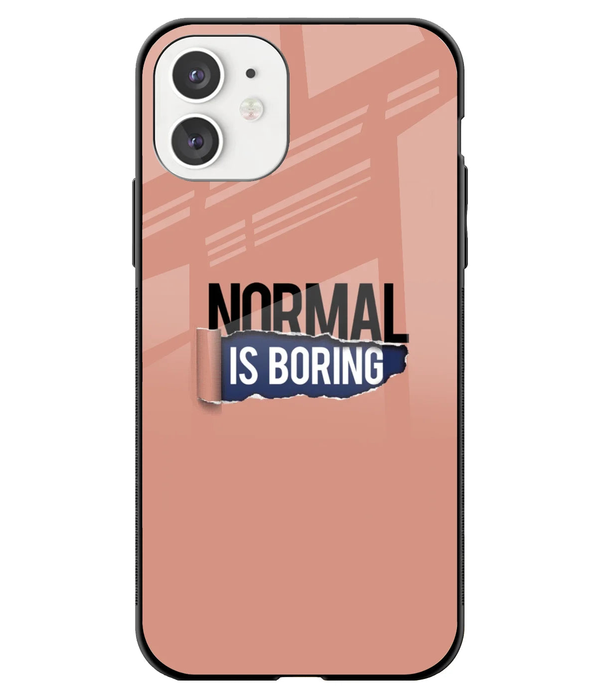 A front-on view of a glass phone case with a colorful design.