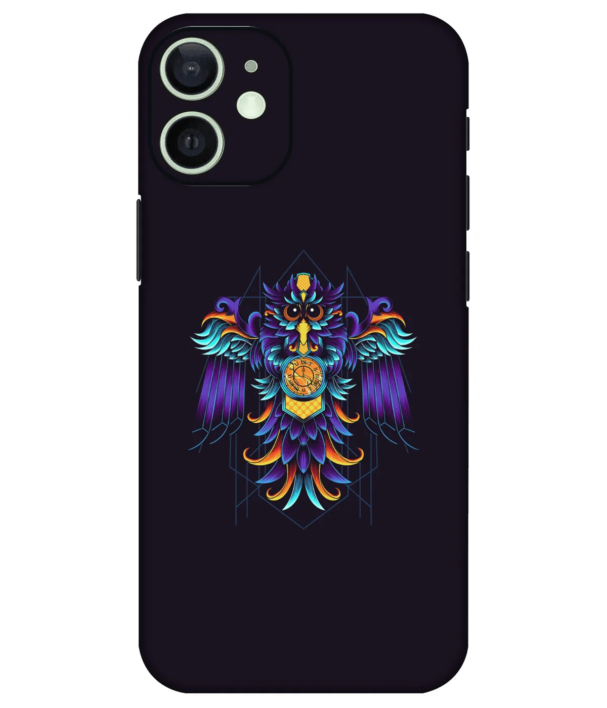 Image of a phone case featuring a mobile skin with a graphic design.