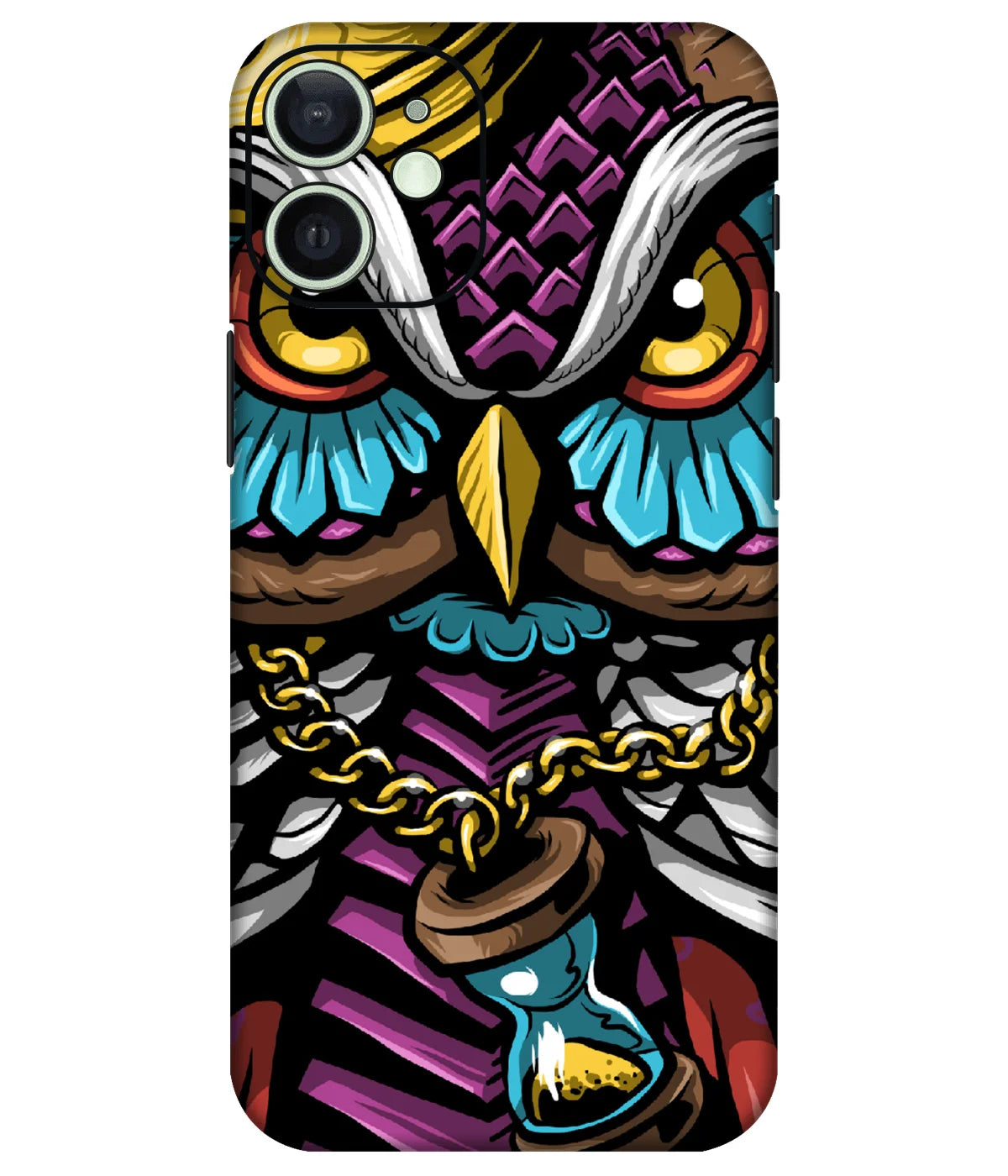 Image of a phone case featuring a mobile skin with a graphic design.