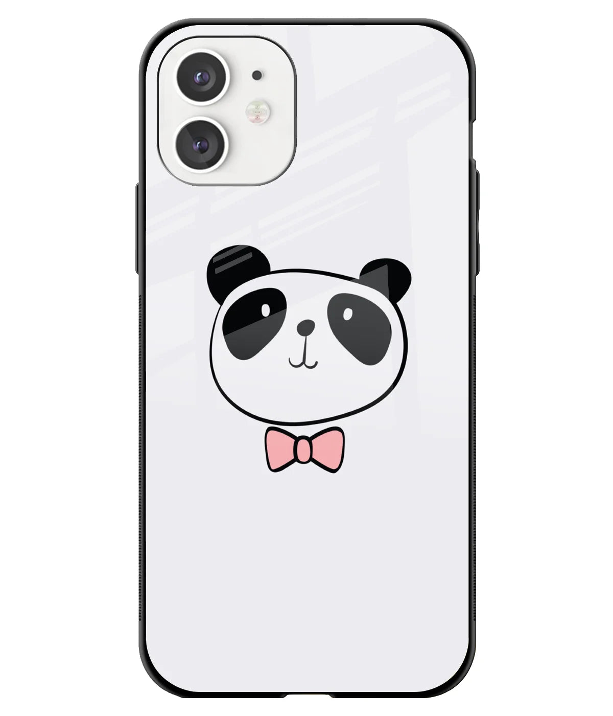 A front-on view of a glass phone case with a colorful design.