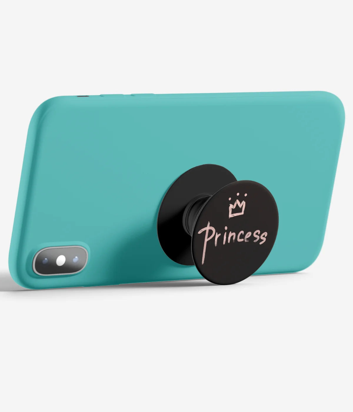 An image demonstrating how to use the phone grip as a stand to hold a mobile phone in landscape mode for hands-free viewing