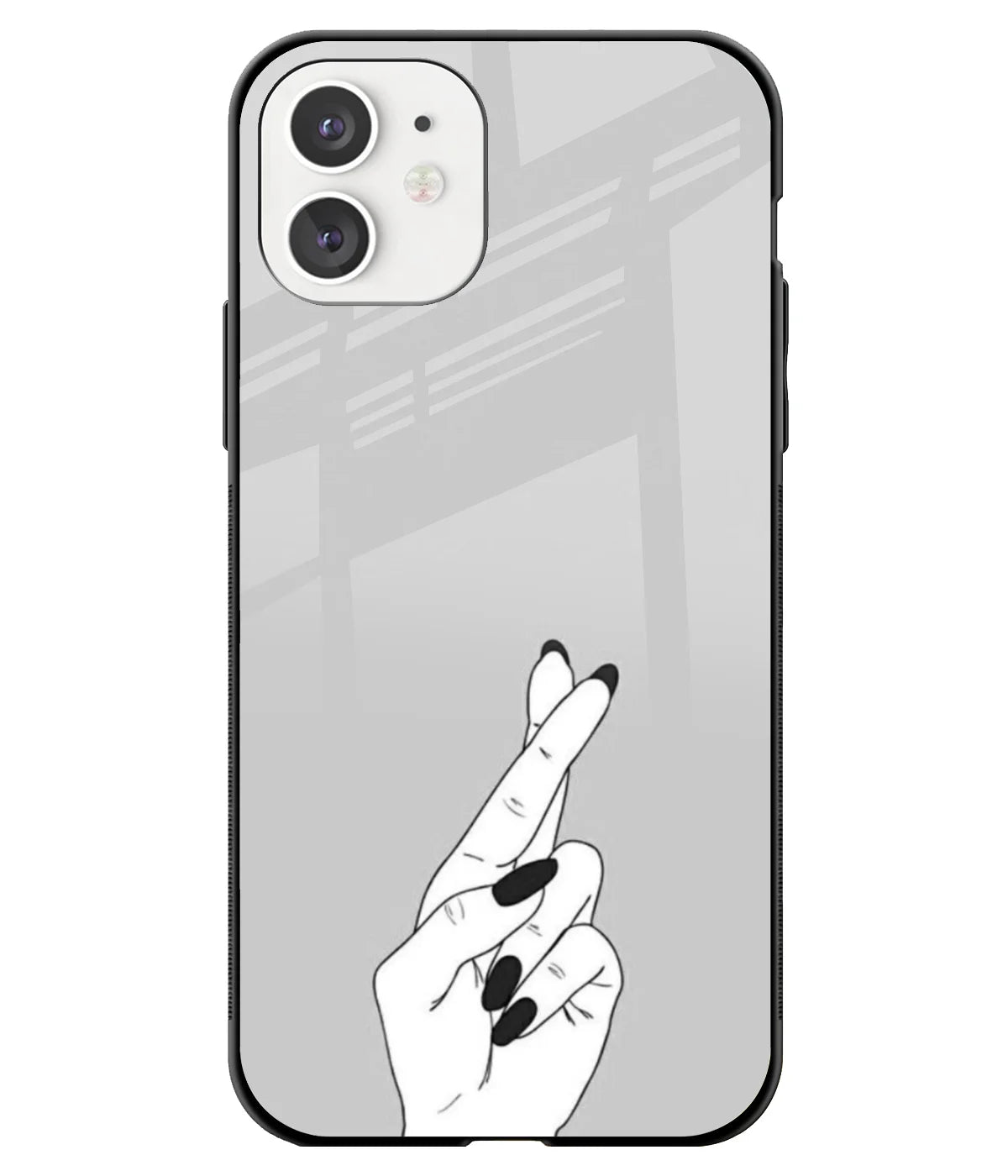 A front-on view of a glass phone case with a colorful design.