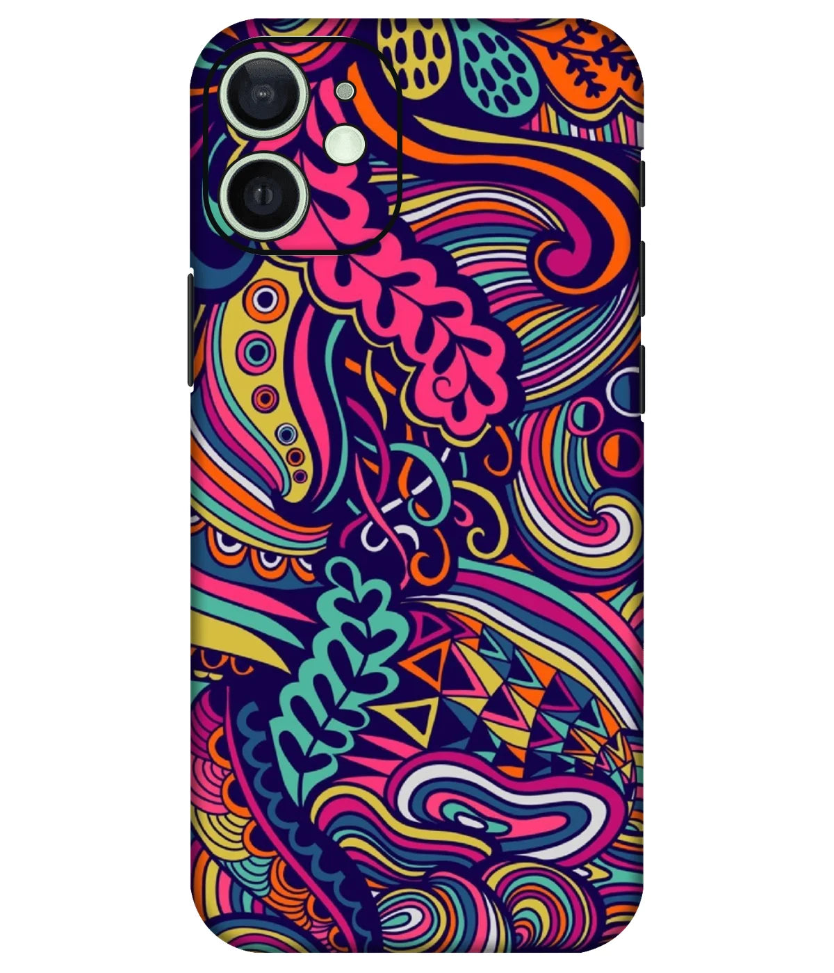 Image of a phone case featuring a mobile skin with a graphic design.