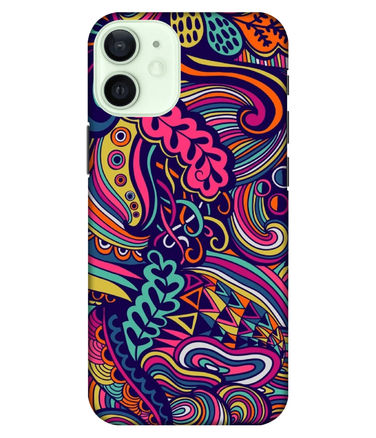 A product shot of a slim hard case with a colorful design.