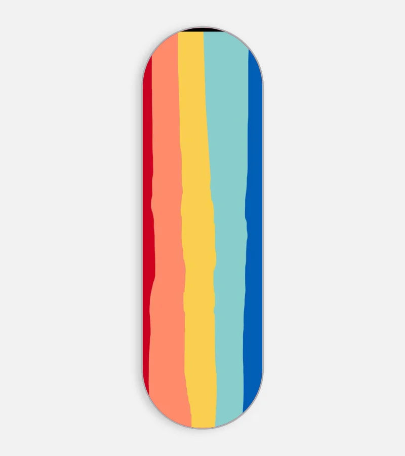 Mobile phone grip slider with a colorful design on a white background