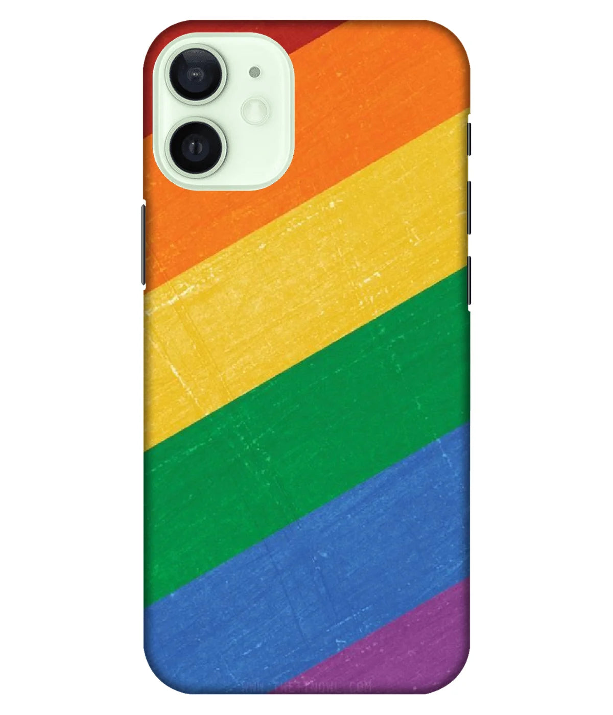 A product shot of a slim hard case with a colorful design.