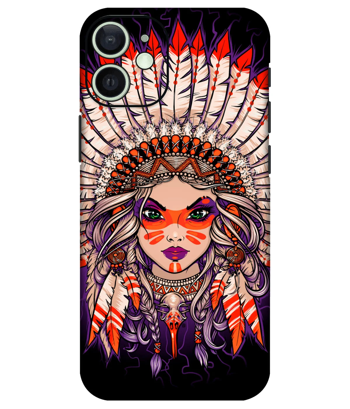 Image of a phone case featuring a mobile skin with a graphic design.